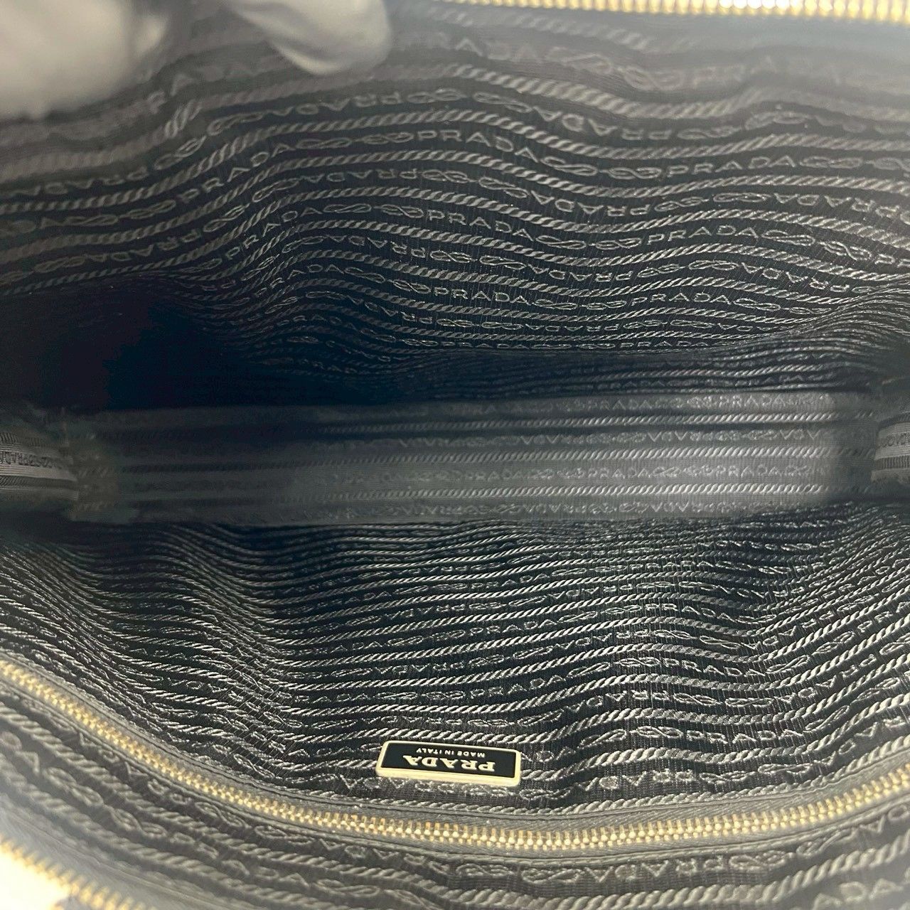Prada Triangle Logo Saffiano Leather Business Briefcase Handbag Black — view 9