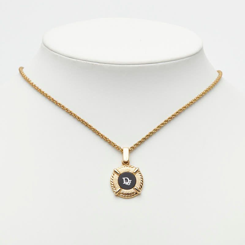 Dior Logo Pendant Gold Black Plated — view 7