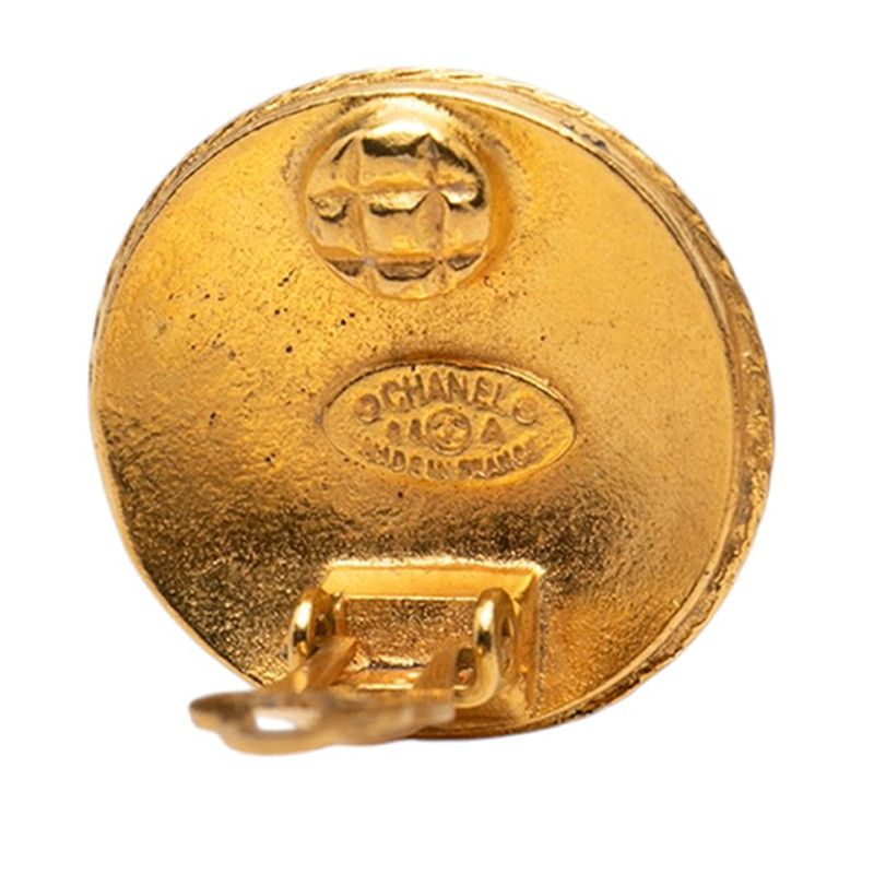 Chanel CC Logo Round Earrings Gold Plated — view 3