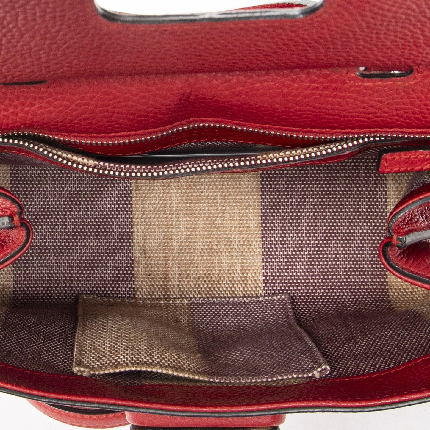 Gucci Small Bamboo Top Handle Flap Red Gray Calfskin Leather — view 9
