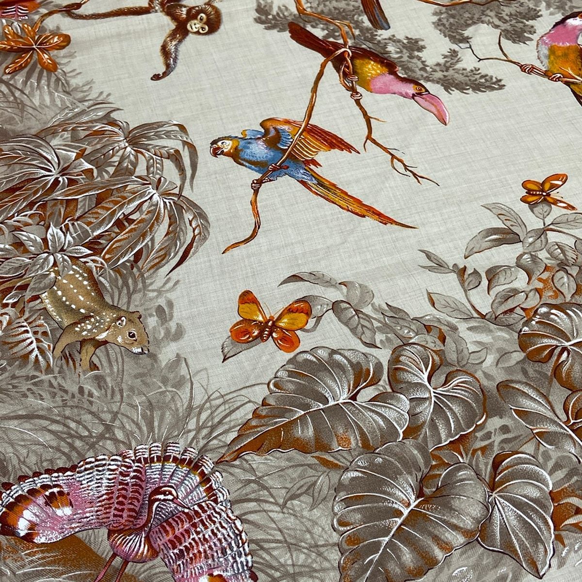 Hermes Shawl Triangle Jean Beige Orange Red Directly Under the Road Animal — view 6
