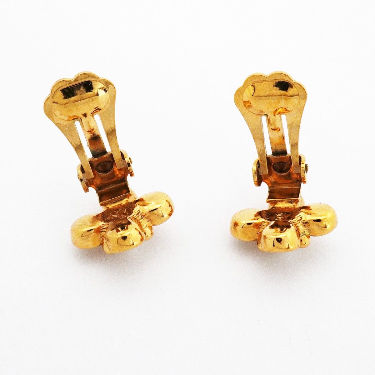 Dior Earrings Flower Motif Gold Plated Faux Pearl Rhinestone — view 6