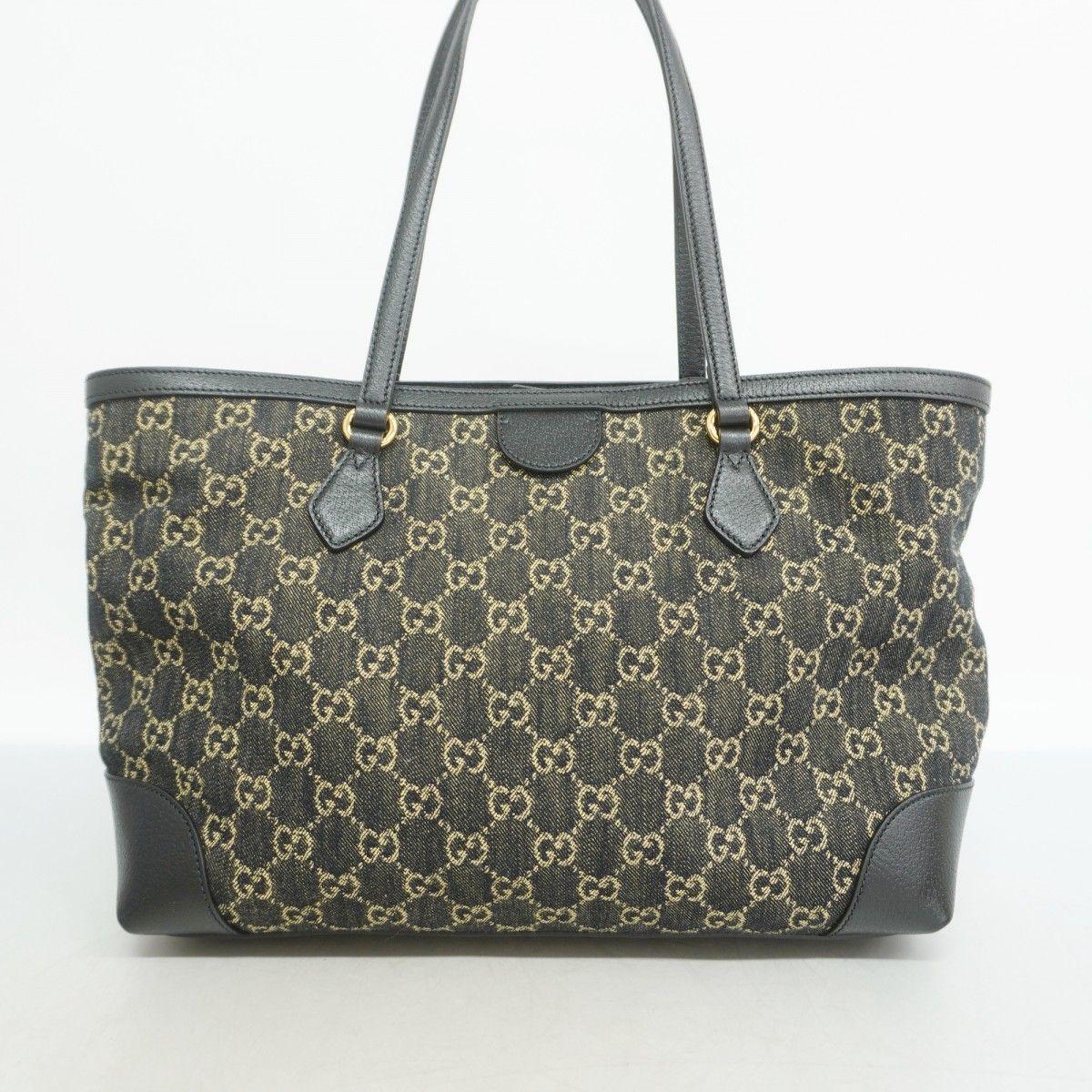 Gucci Tote Denim Black Gold — view 8