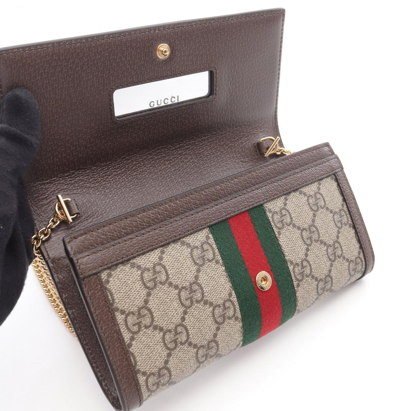 Gucci Shoulder Bag Ophidia GG Supreme Black Continental Wallet with Canvas — view 5