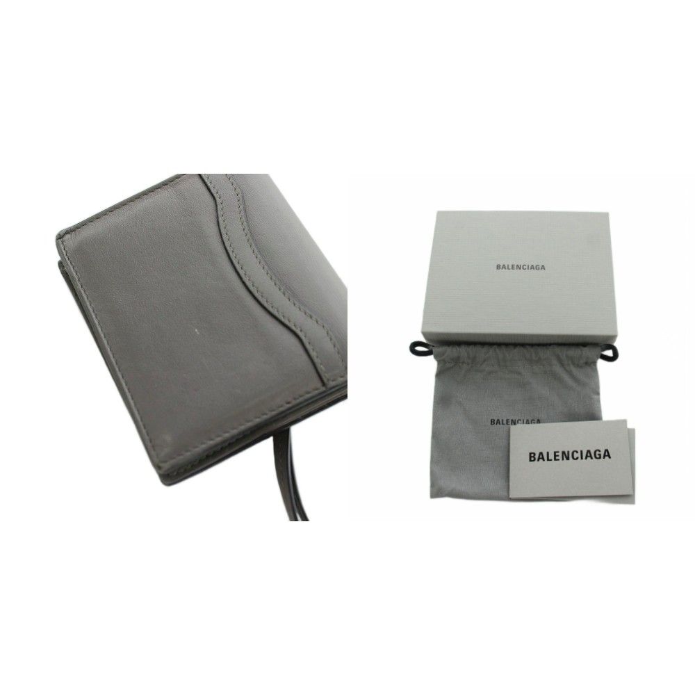 Balenciaga Neo Classic Mini Wallet Bifold Coin Purse Leather Gray — view 9