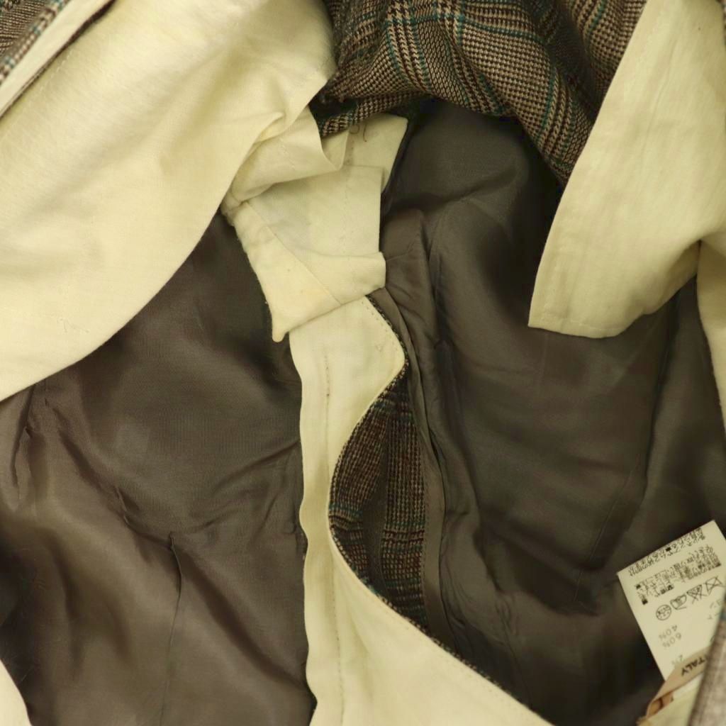 Hermes Tapered Pants Wool Check 44 Brown SY AD — view 6