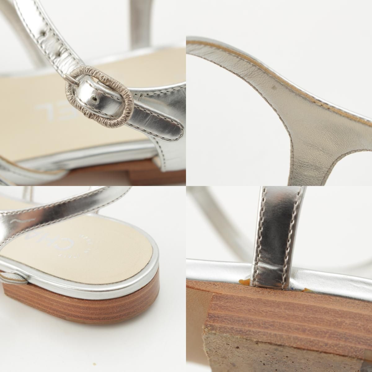 Chanel Heart Pearl Strap Sandals Silver — view 9