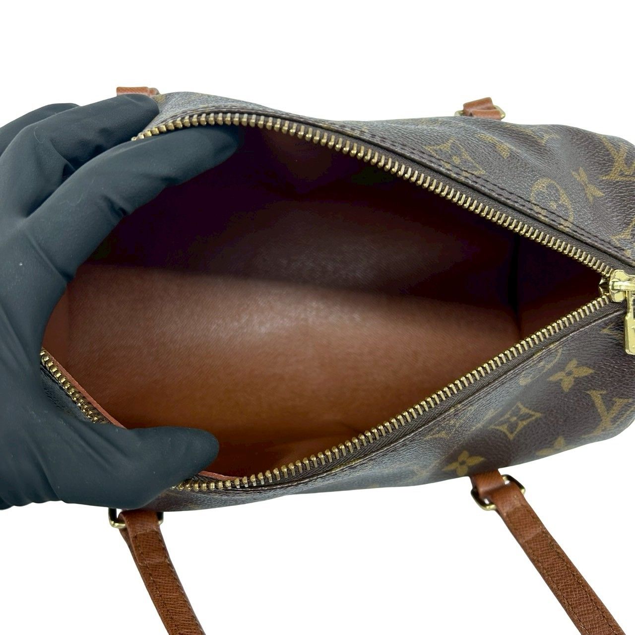 Louis Vuitton Vintage Papillon 26 Monogram Leather Mini Boston Bag Brown — view 9