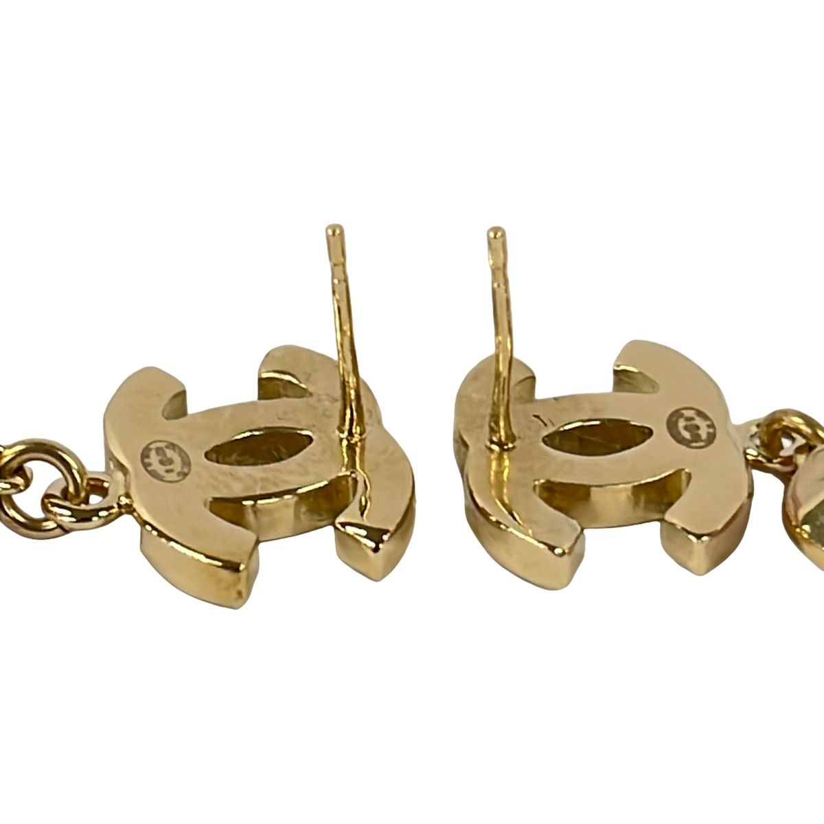 Chanel Earrings CC Logo Gold Pink White — view 3