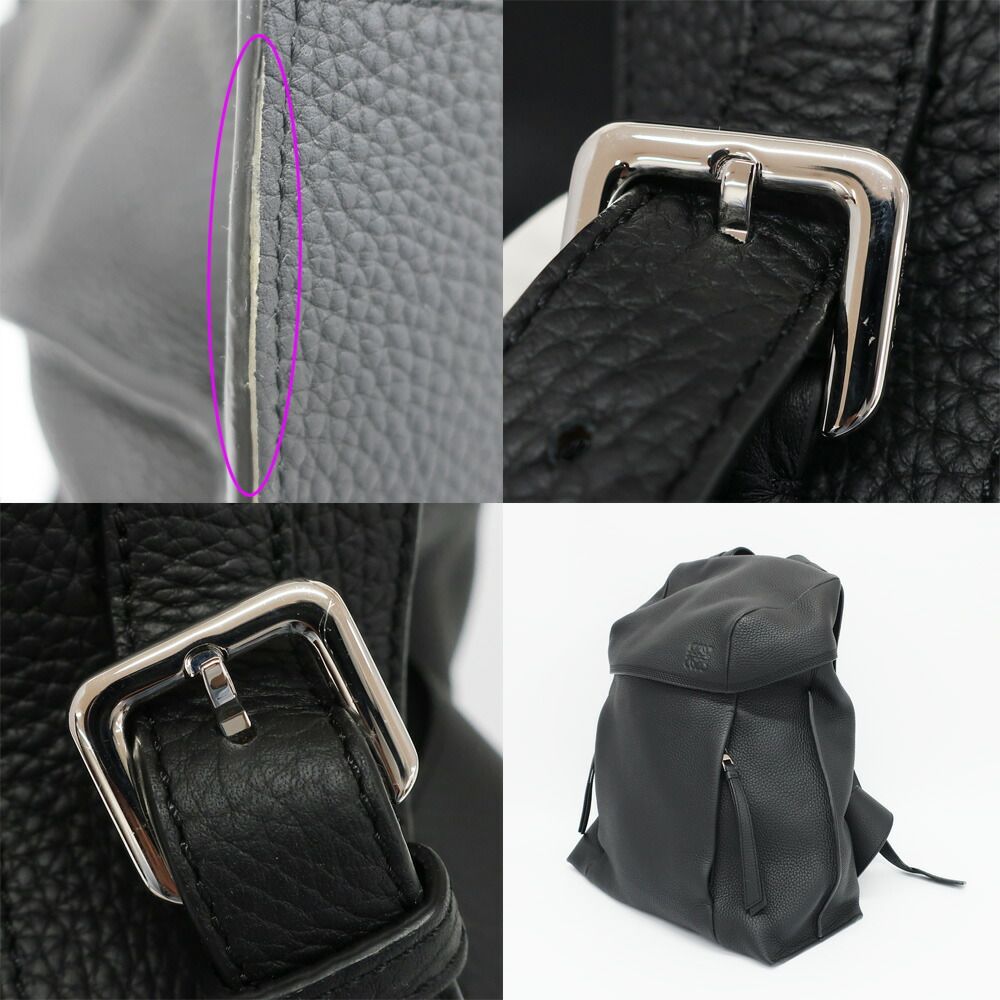 Loewe Ten T Backpack Black Silver Leather Anagram Logo — view 9
