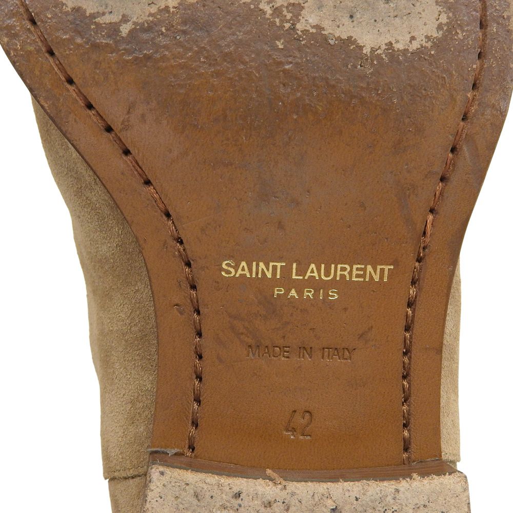 Saint Laurent Paris Suede Side Gore Boots Beige — view 6