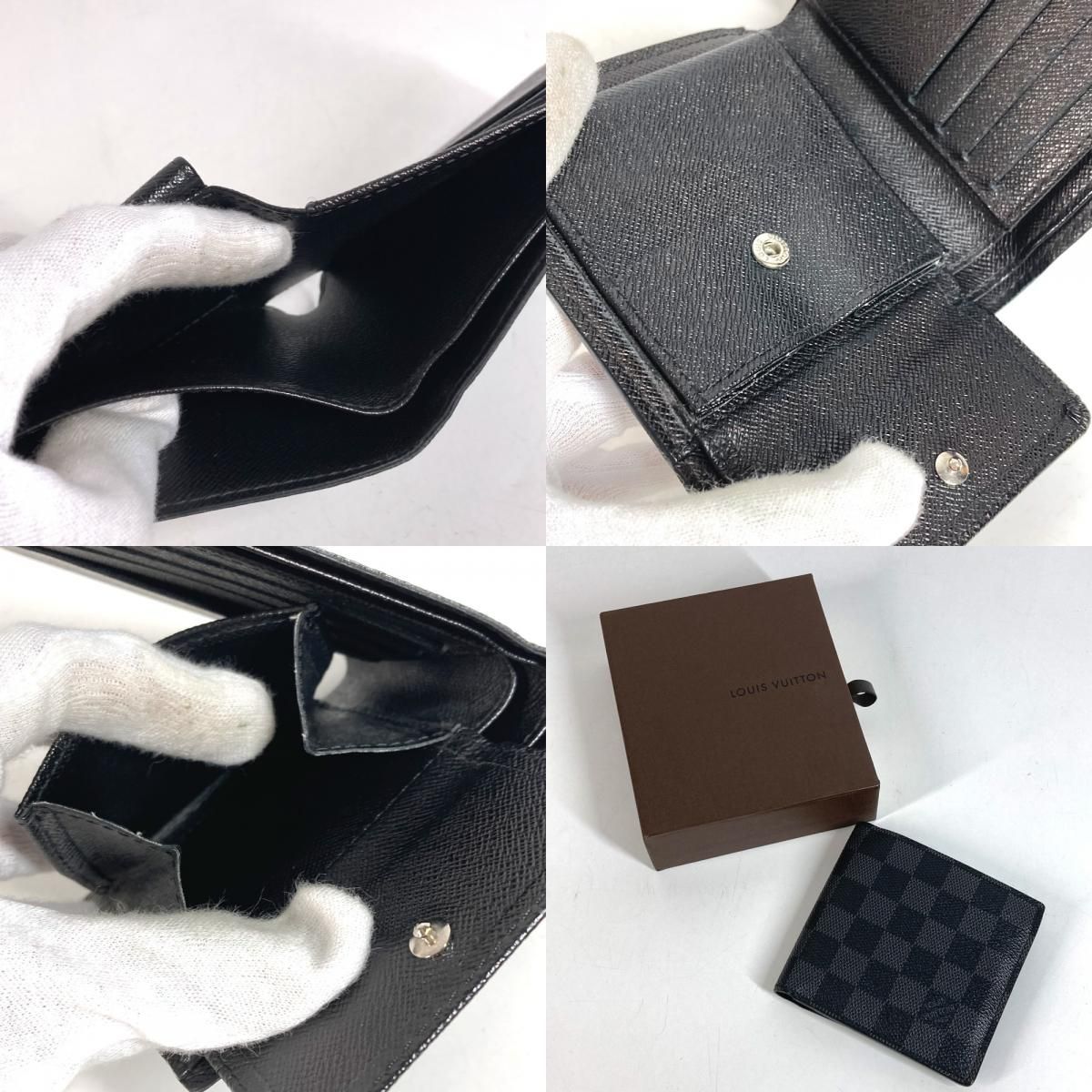 Louis Vuitton Bifold Wallet Portefeuille Marco Damier Graphite Canvas Black — view 9