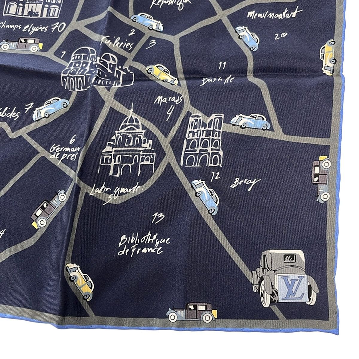 Louis Vuitton Scarf Dark Navy Gray Multi Mini — view 4