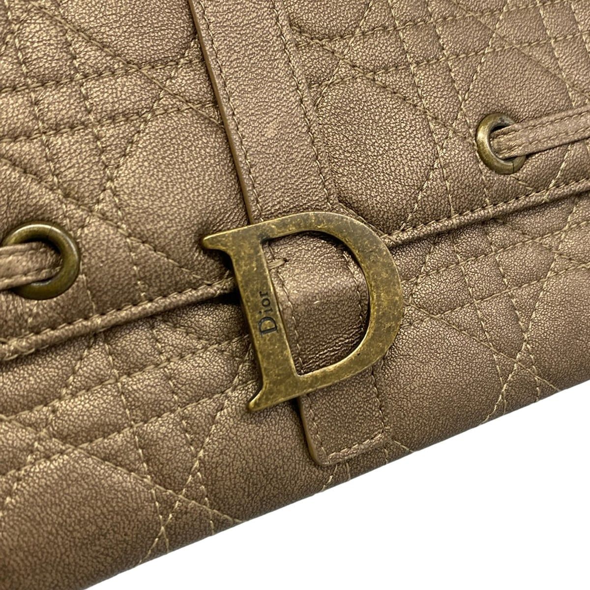 Dior Clutch Cannage Stitch Gold Leather — view 9