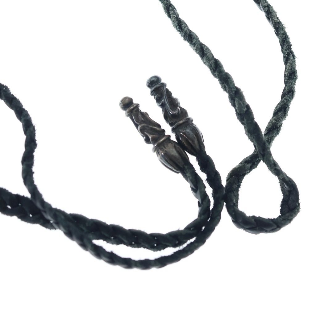 Chrome Hearts Leather Braid Scroll Blade Silver Necklace — view 6