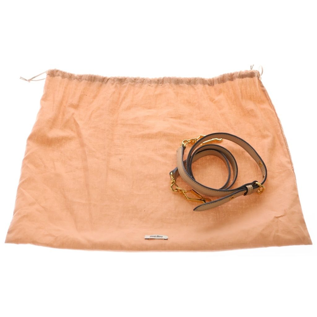 Miu Miu Madras 2-Way Shoulder Bag Pink Beige Leather Gold — view 7
