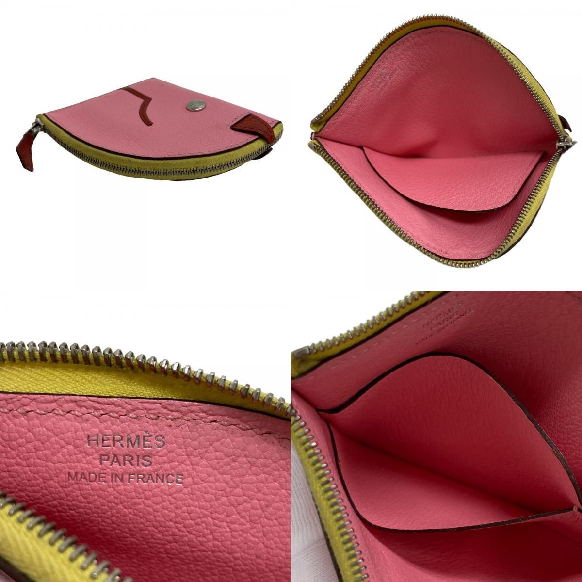 Hermes Paddock Chevre Mysore Leather Coin Case Pink — view 8