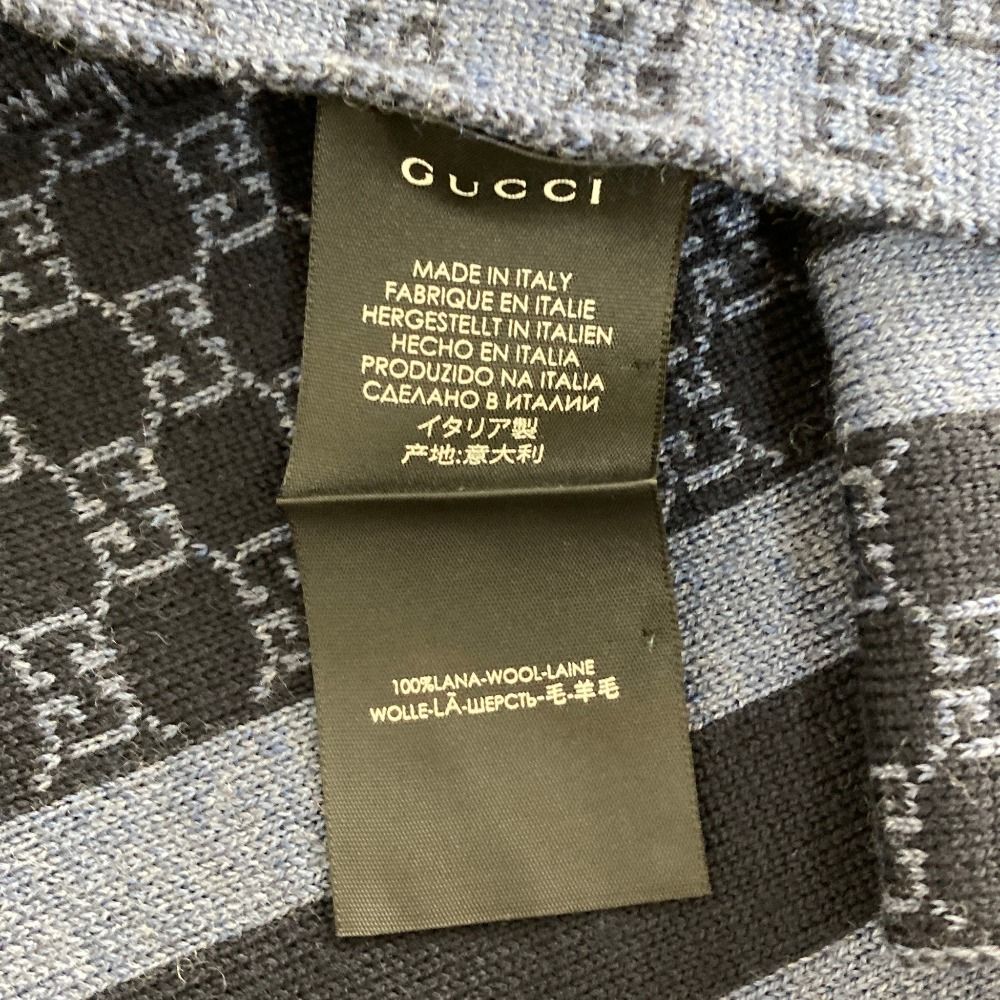 Gucci GG Wool Knit Scarf 30 200 cm Dark Navy — view 9