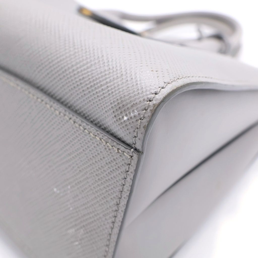 Prada Saffiano Handbag Gray Leather Gold — view 6