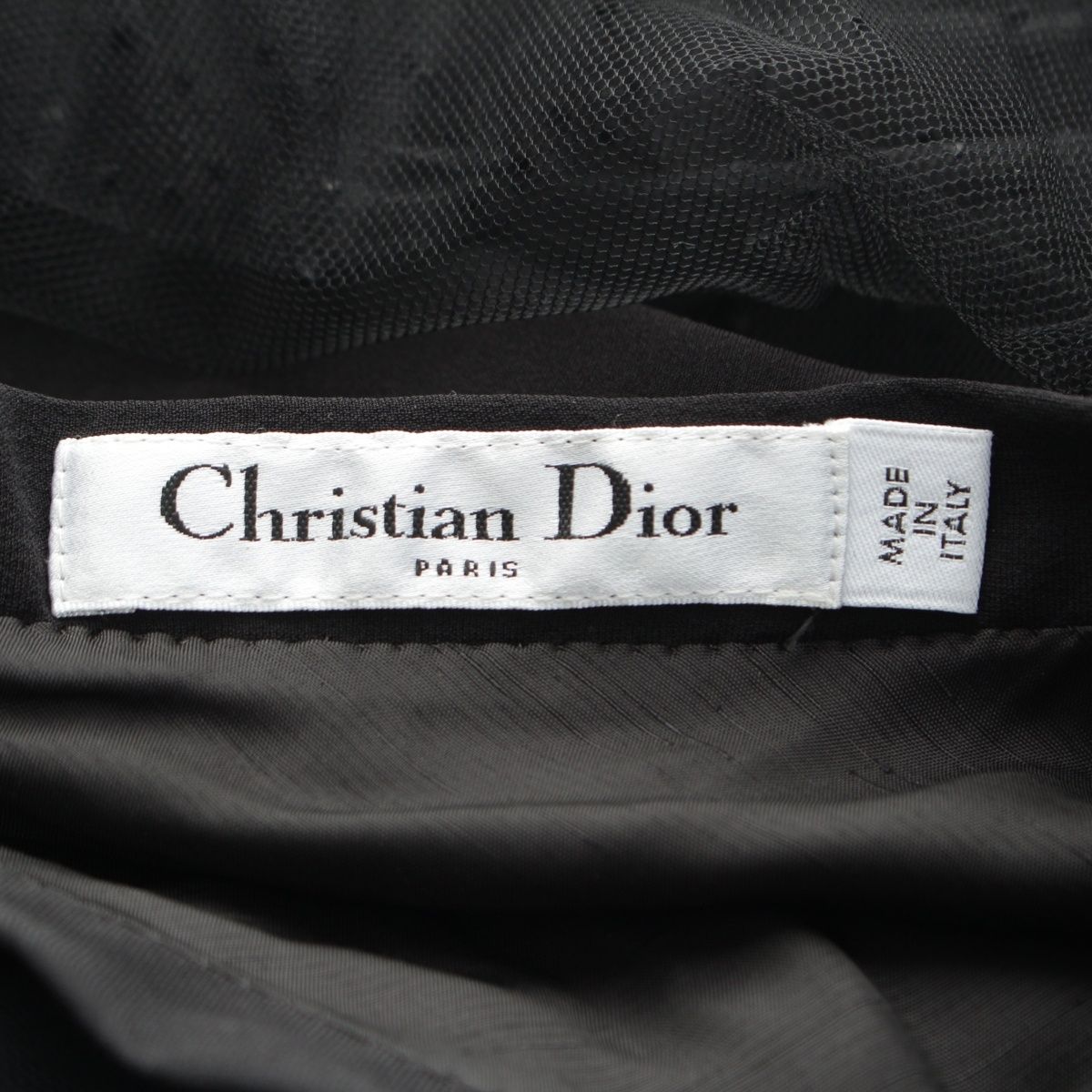Dior Silk Dot Pattern Tulle Skirt Black 38 — view 9