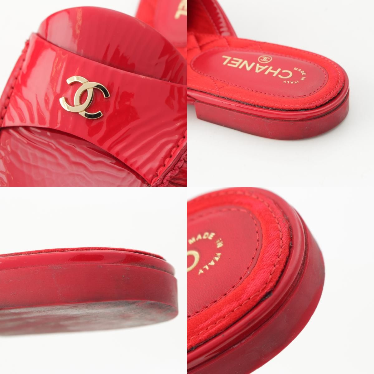 Chanel 18c Patent CC Logo Sandals Red — view 9