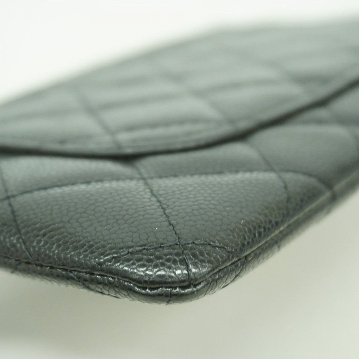 Chanel Pouch Quilted Caviar Leather Black Silver — view 9