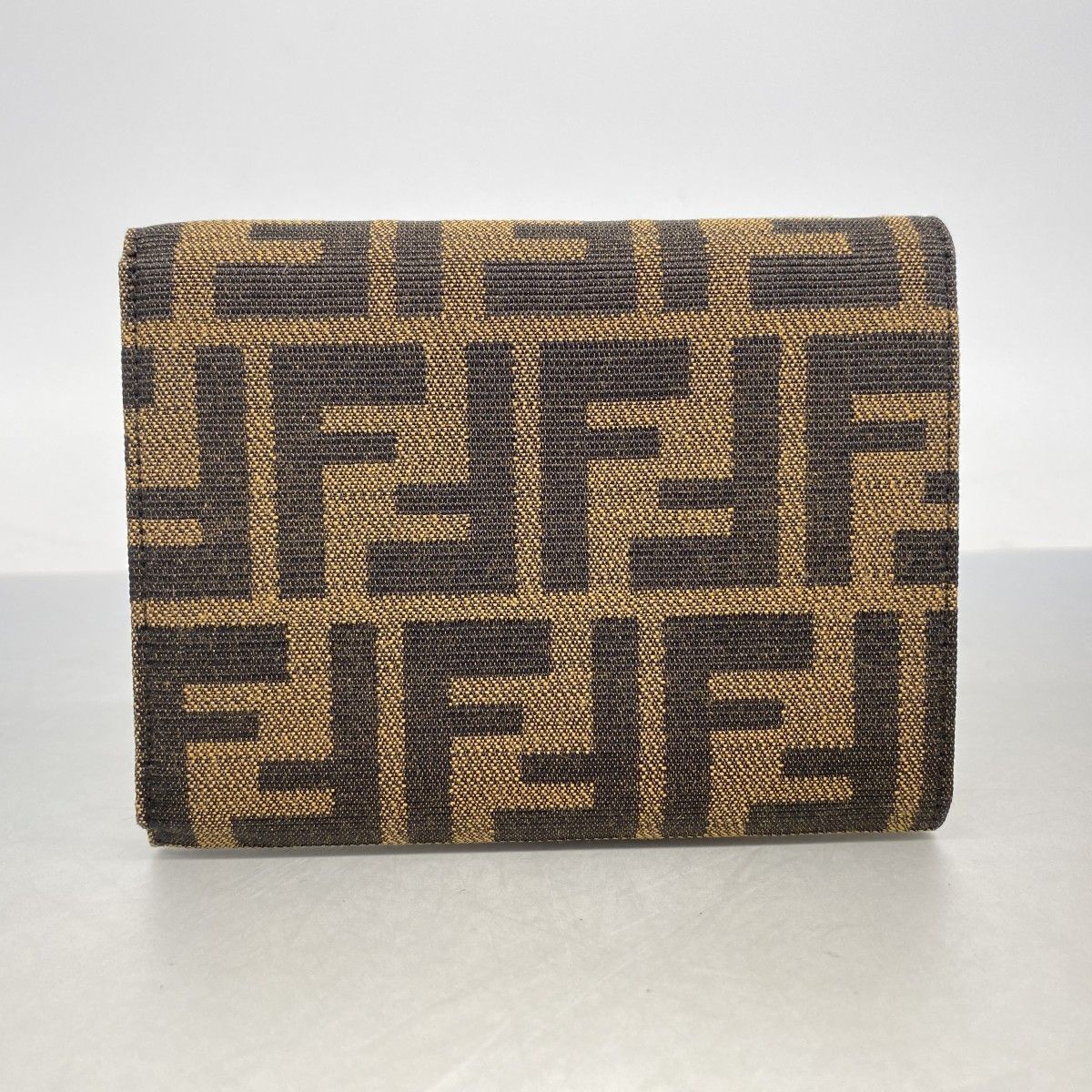 Fendi Trifold Wallet Zucca Nylon Canvas Brown Silver — view 8