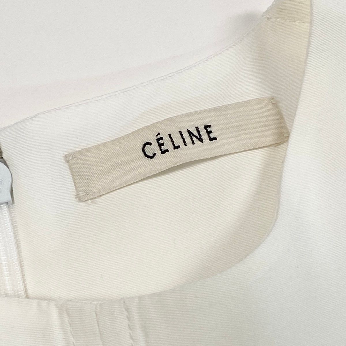 Celine Philo Phoebe Era Tunic Length Thick Blouse Half Sleeve 36 White — view 9