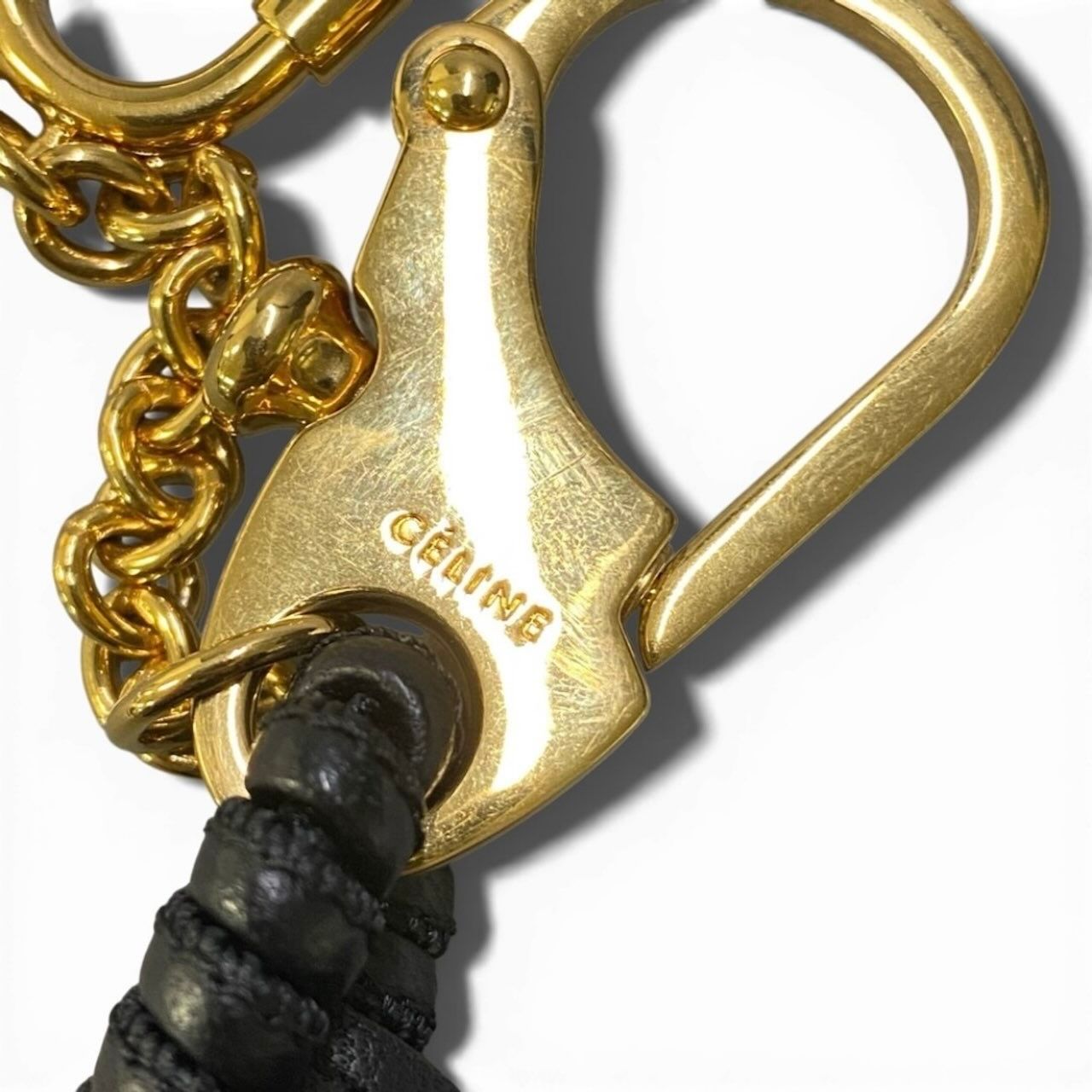 Celine Phoebe Philo Era Bag Charm Black Leather Key Holder — view 5