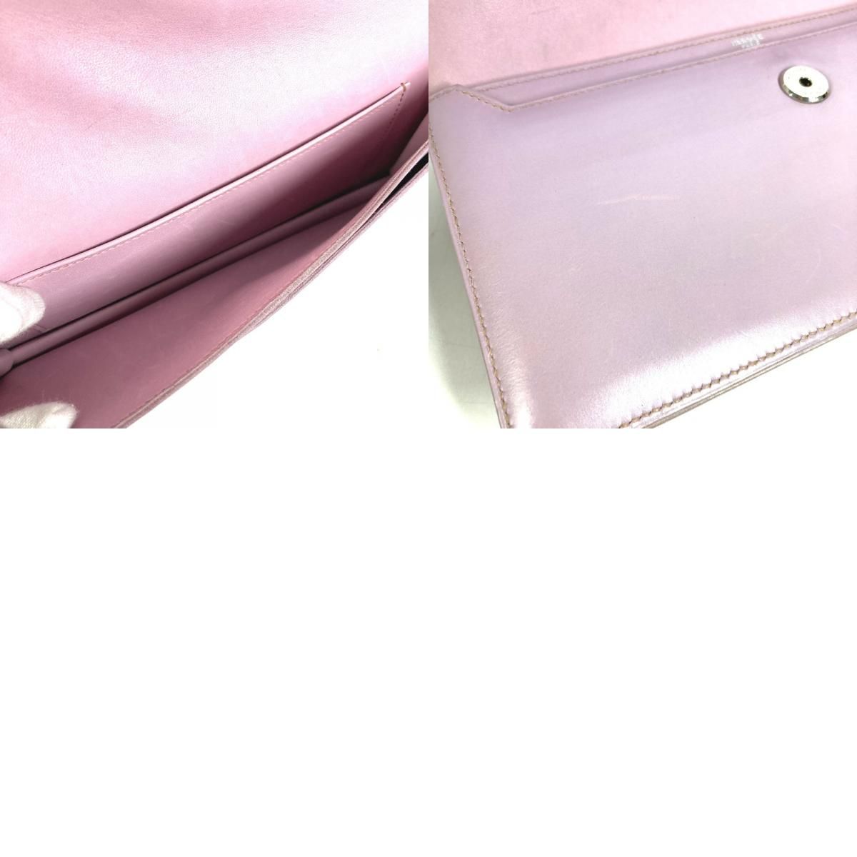 Hermes Clutch Logo Leather Purple Pink — view 9