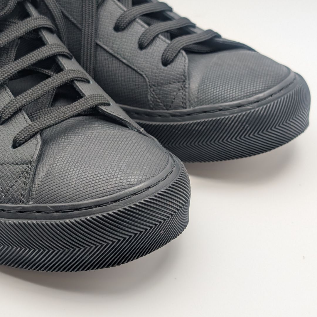 Louis Vuitton Tattoo Line High Cut Sneakers Leather Black Rainbow Shoes — view 9
