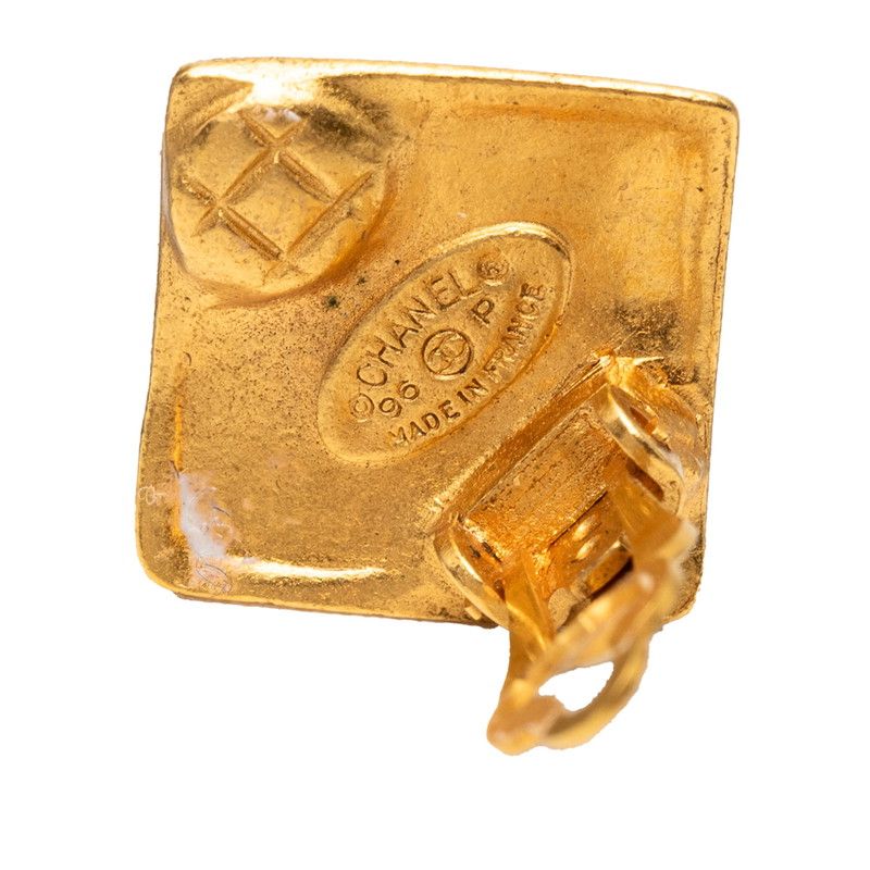 Chanel CC Logo Vintage Earrings Gold Plated — view 3