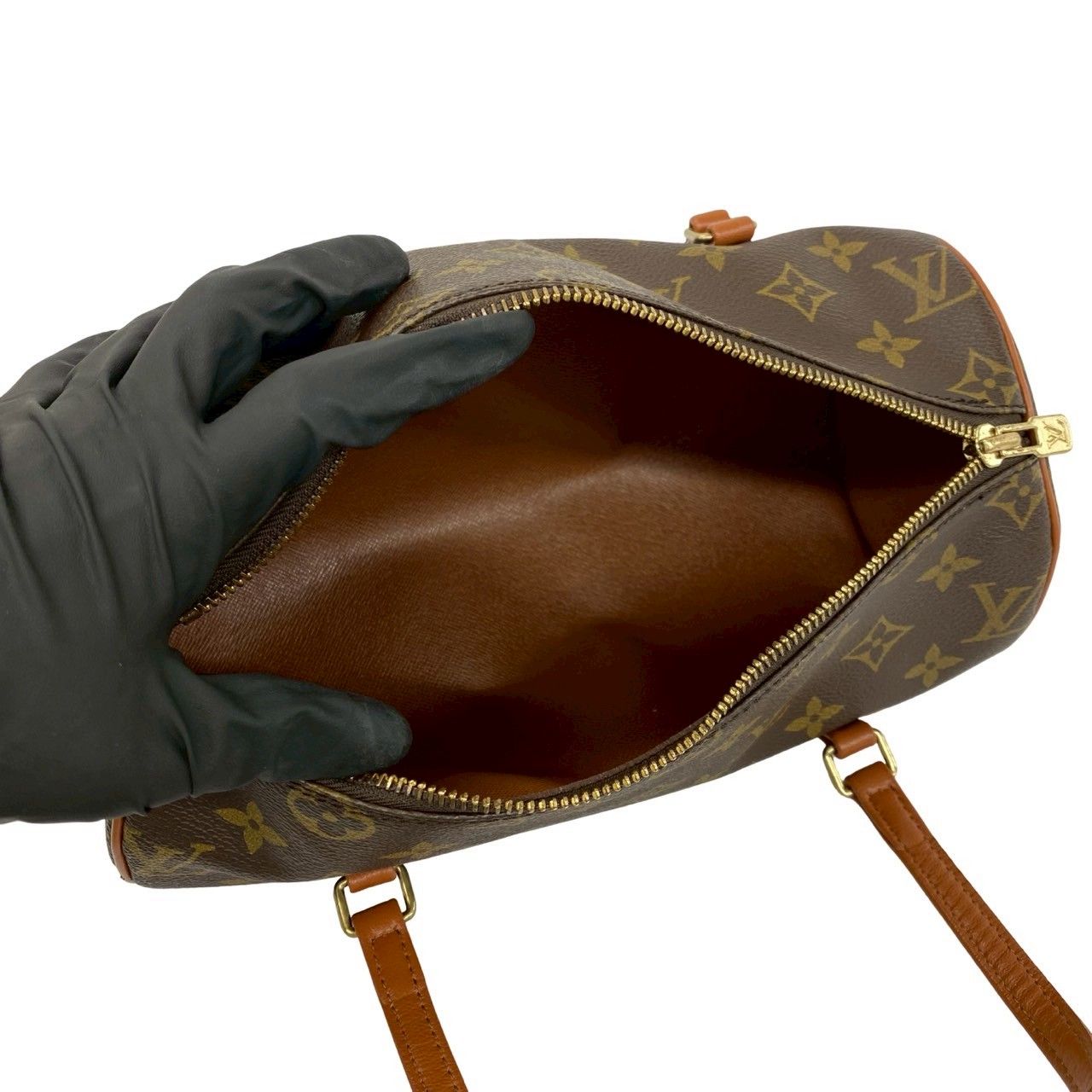 Louis Vuitton Vintage Papillon 26 Monogram Leather Boston Bag Brown — view 9