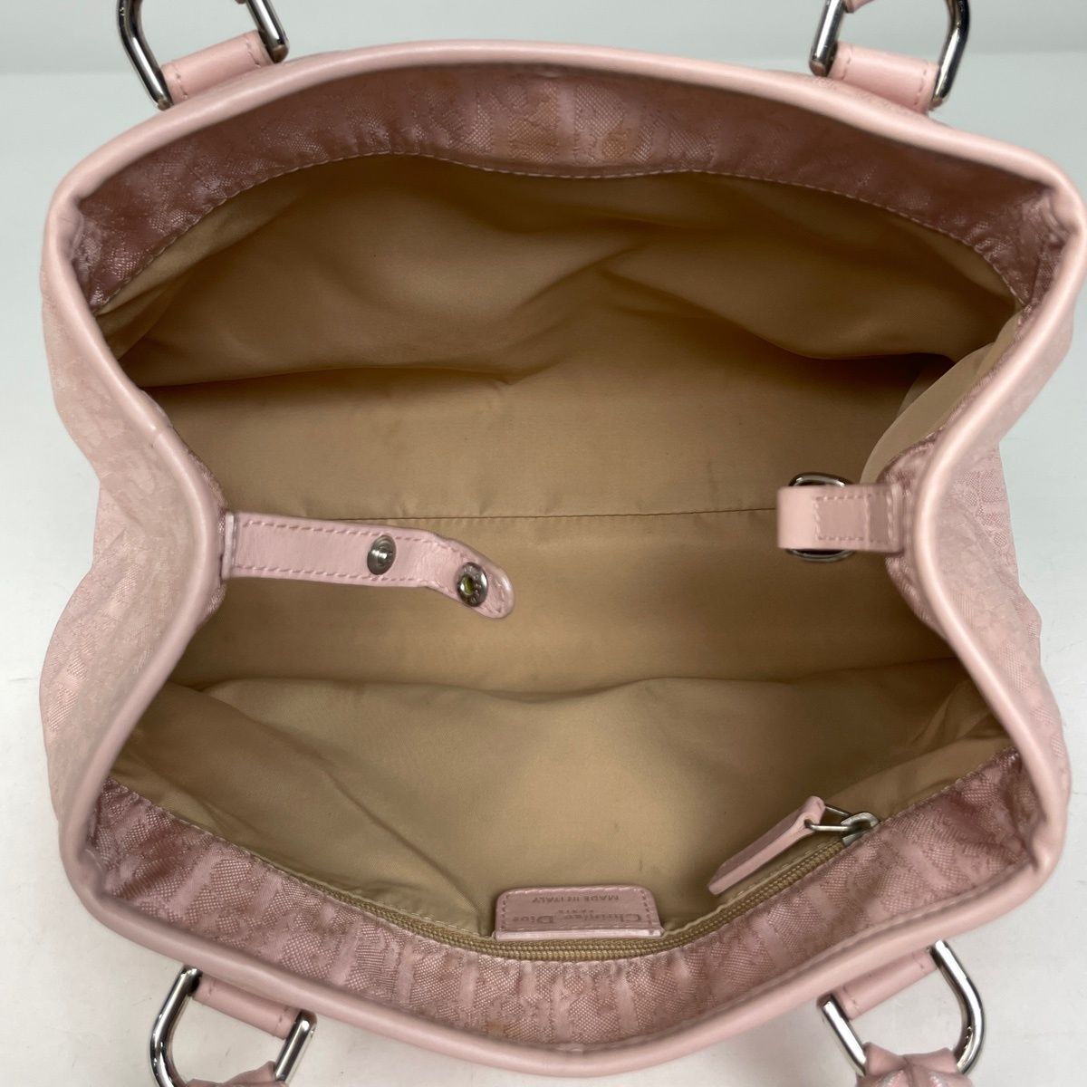 Dior Trotter Pattern Oblique Tote Nylon Pink — view 8