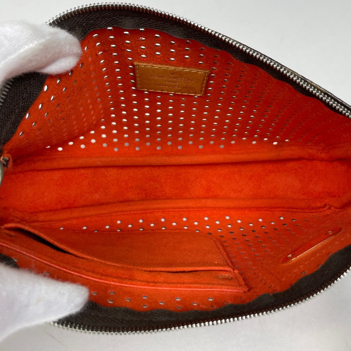 Louis Vuitton Pochette Handbag Perforated Pouch Monogram Perfo Orange — view 9