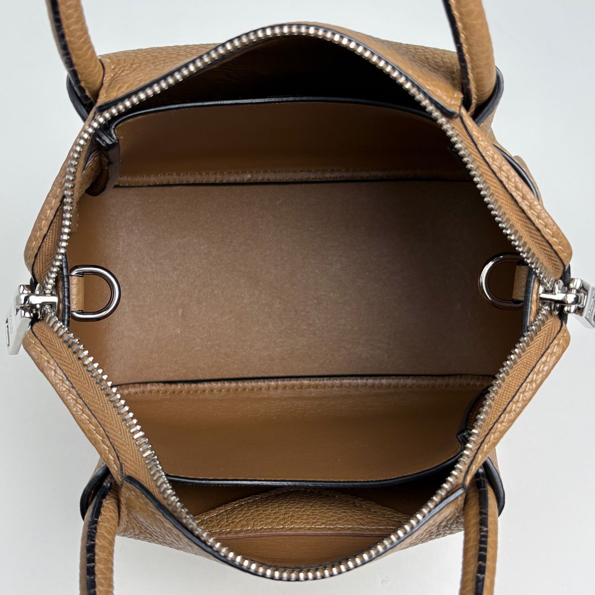 Prada Logo Handbag 2-Way Leather Brown — view 9