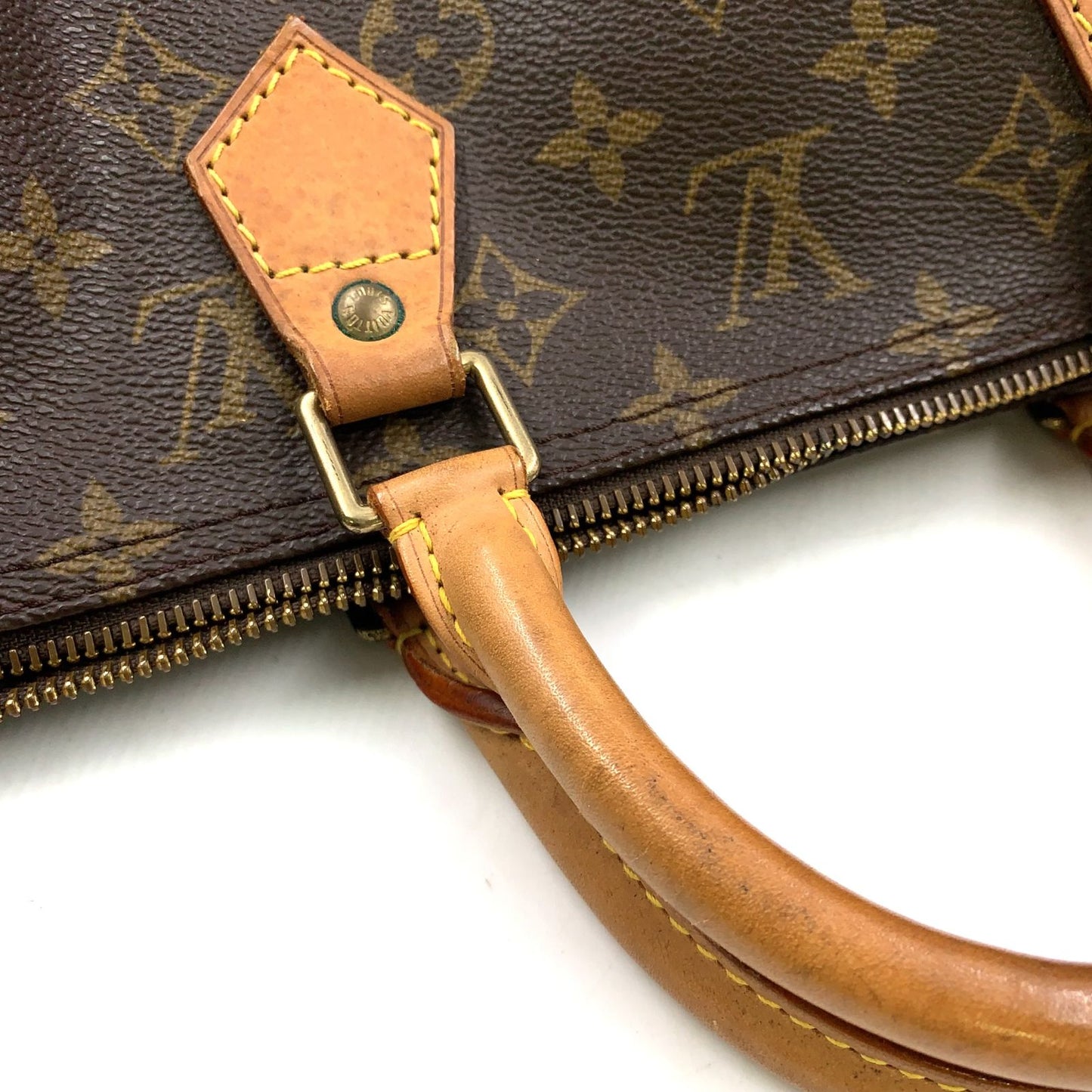 Louis Vuitton Speedy 40 Monogram Leather Brown Handbag Gold — view 9