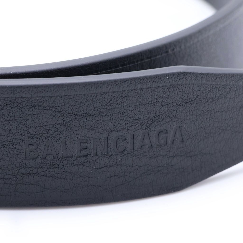 Balenciaga Suit Belt Calfskin Antique Style Leather Logo Plate Buckle Black — view 6