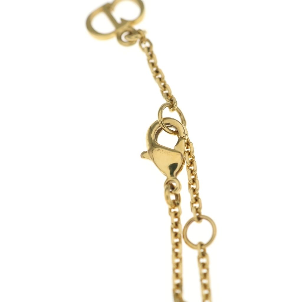 Dior Clair D Lune CD Logo Rhinestone Bracelet Gold — view 6