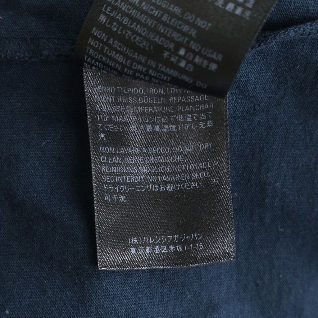 Balenciaga Hem Logo Tag Crew Neck Short Sleeve T-Shirt Navy — view 8