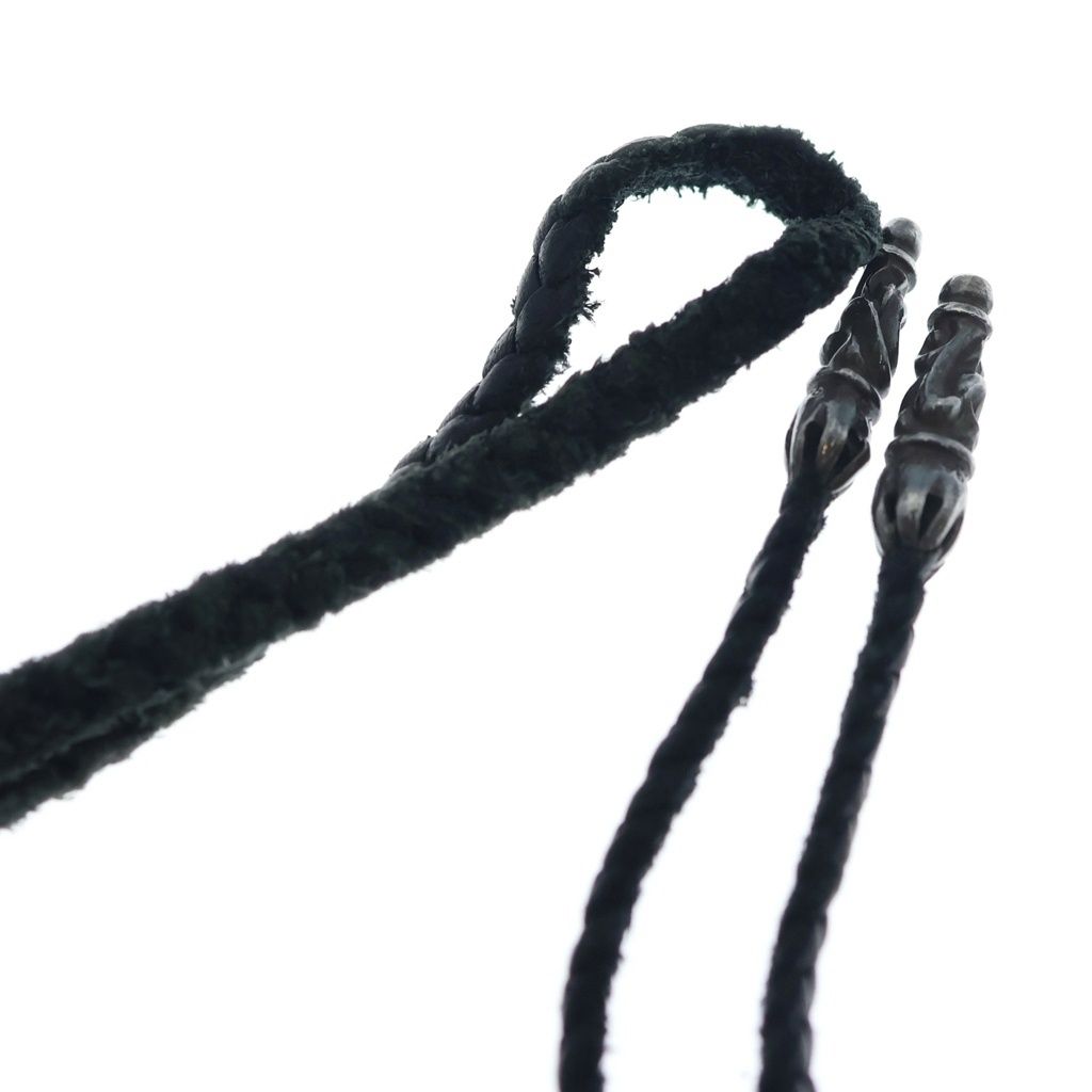 Chrome Hearts Leather Braid Scroll Necklace Black Silver — view 6
