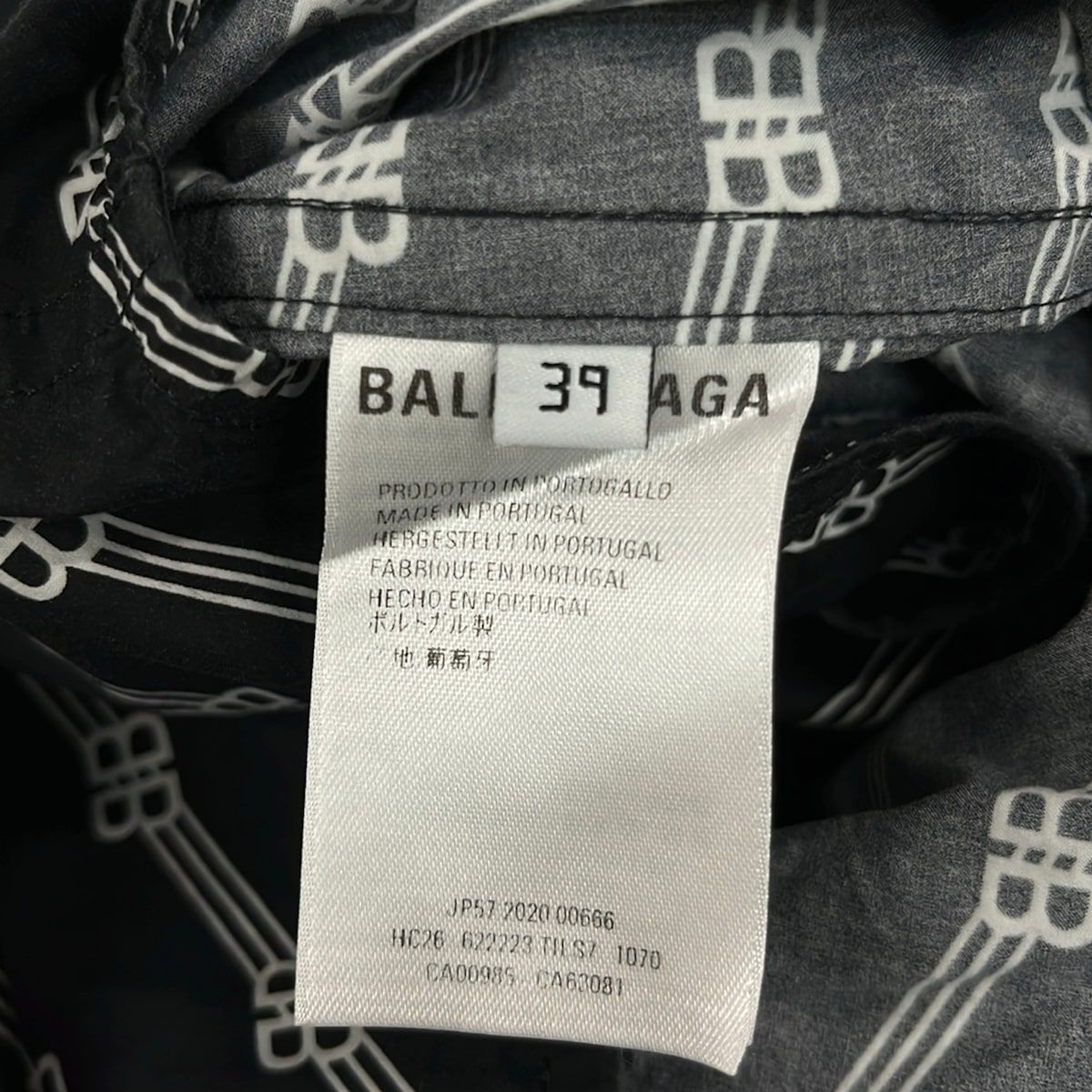 Balenciaga Short Sleeve Shirt 39 Black White BB Logo Hood — view 5