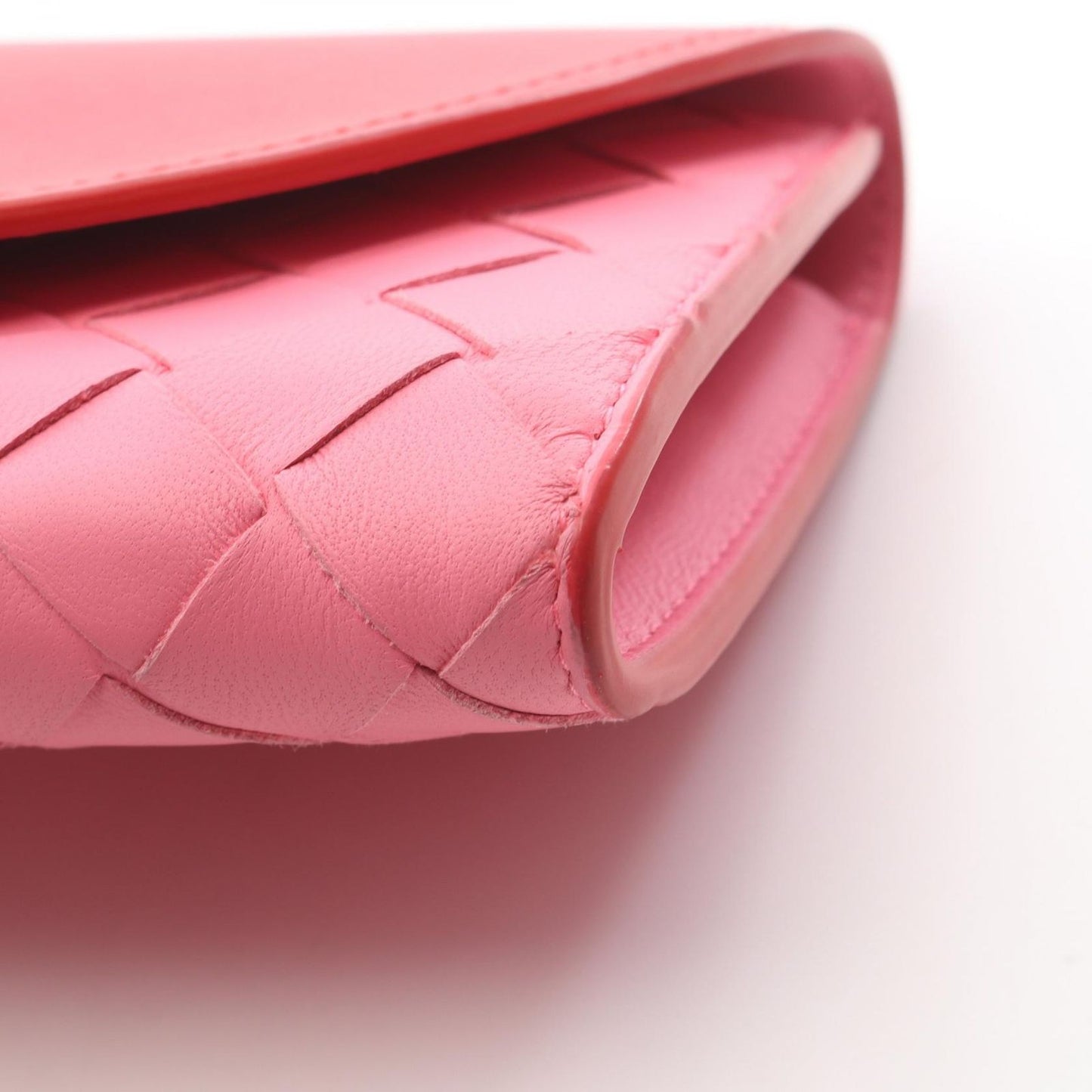Bottega Veneta Bi Foldlong Wallet Intreccia Red Pink Leather — view 9