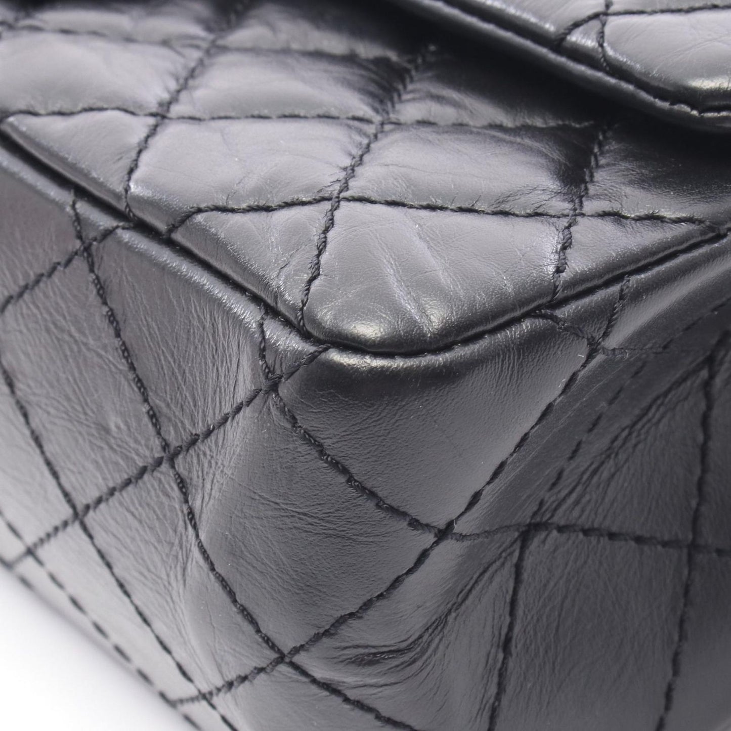 Chanel Shoulder Bag 2.55 Quilted Mademoiselle Chain Black Leather Double Flap — view 8
