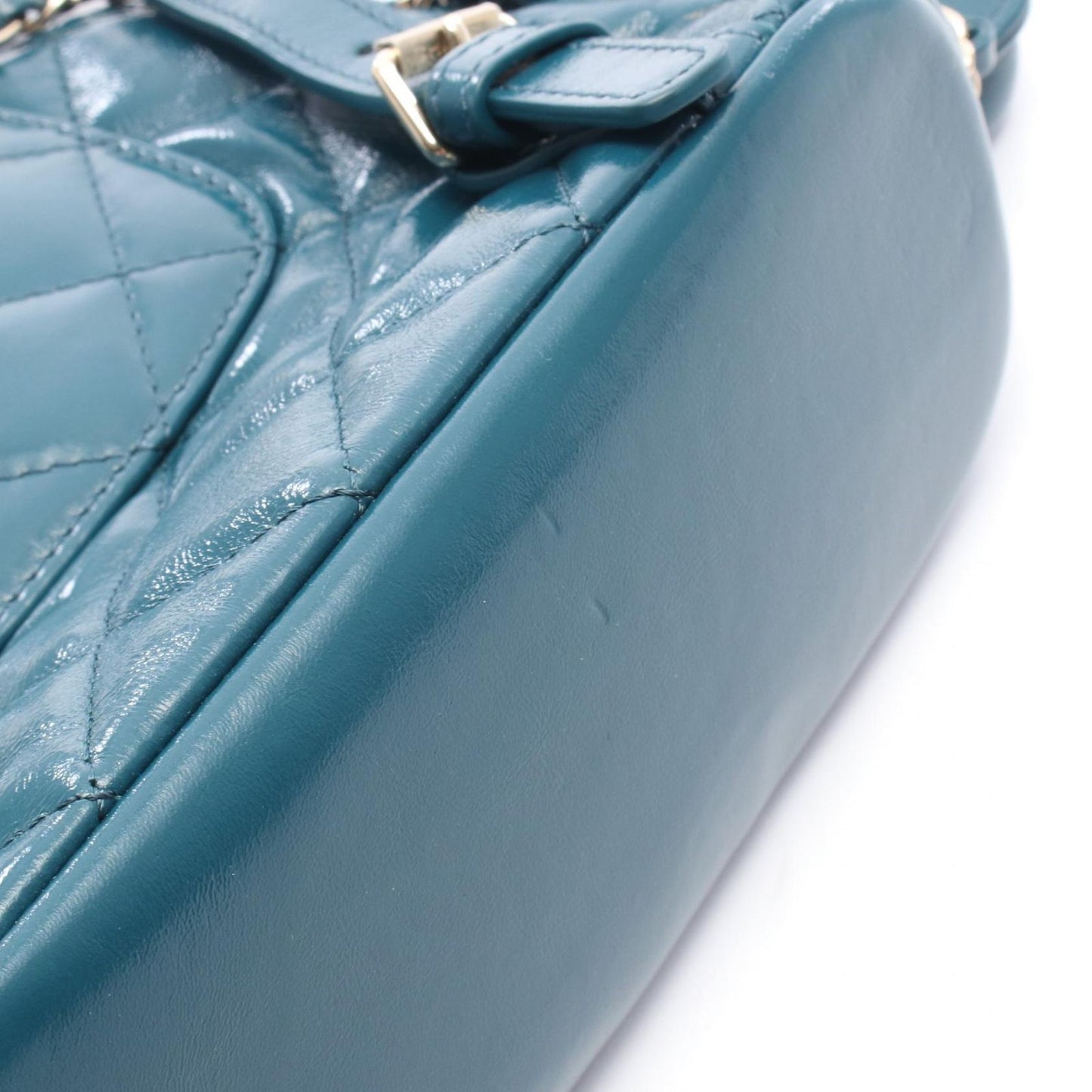 Chanel Backpack Back Quilted Blue Green Leather Chain Backpack — view 7