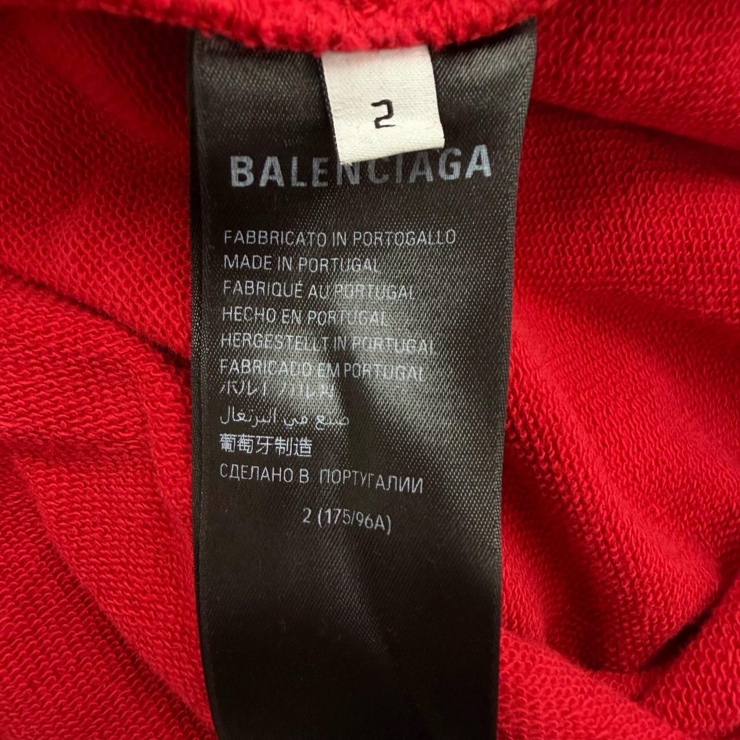 Balenciaga Faux Logo Round Hem Hoodie Cotton 100% Many Kisses Print Distressed — view 9