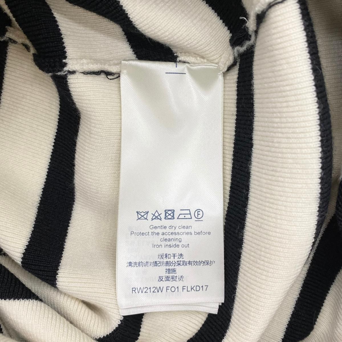 Louis Vuitton Knit Dress Border Button Fo1 S White Beige Black — view 8