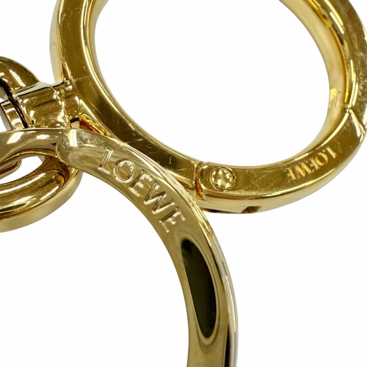 Loewe Classic Calf Tan Anagram Key Holder Bag Charm Gold — view 9
