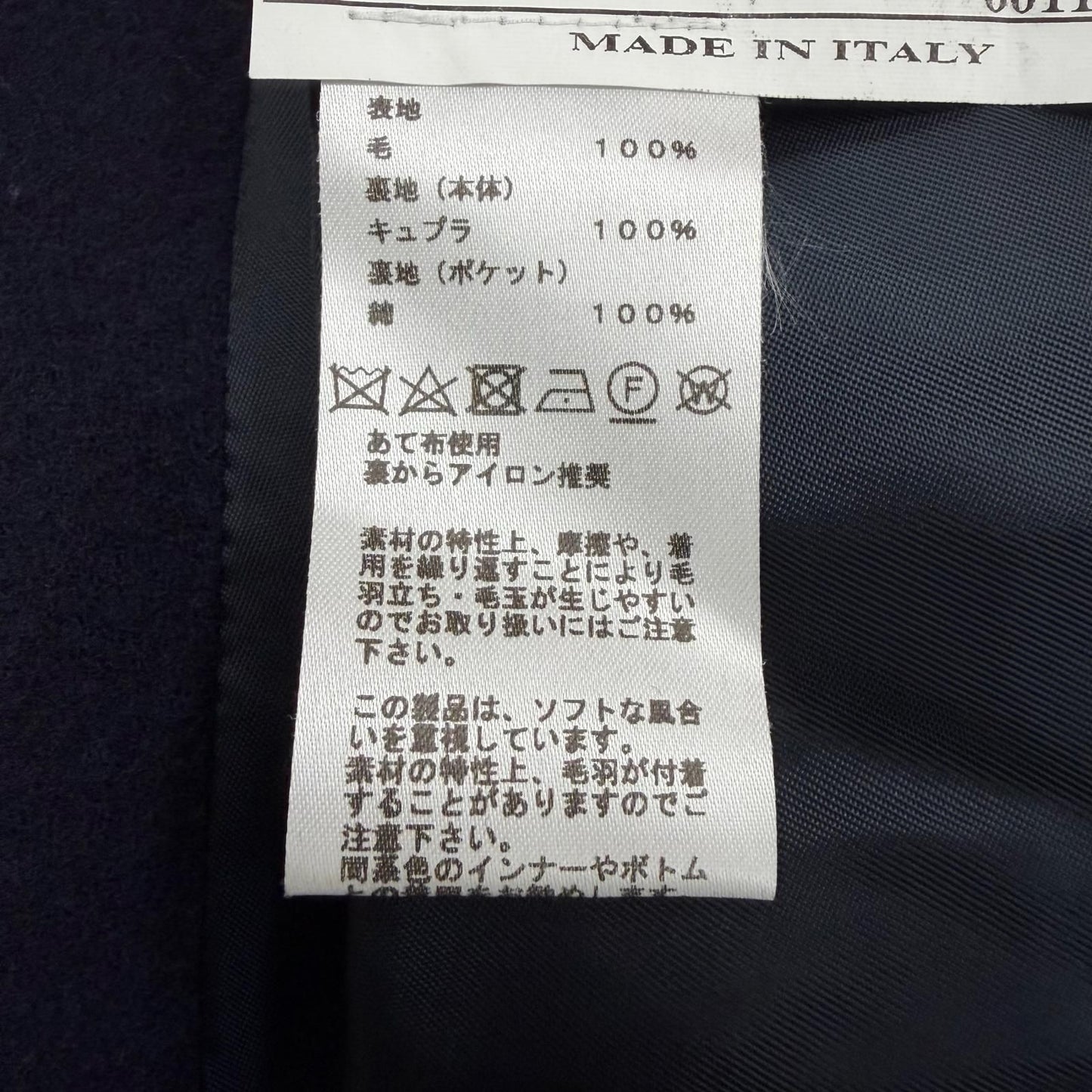 Hermes Wool Lining Logo Pattern Single Chesterfield Coat Navy 50 Hanger — view 9