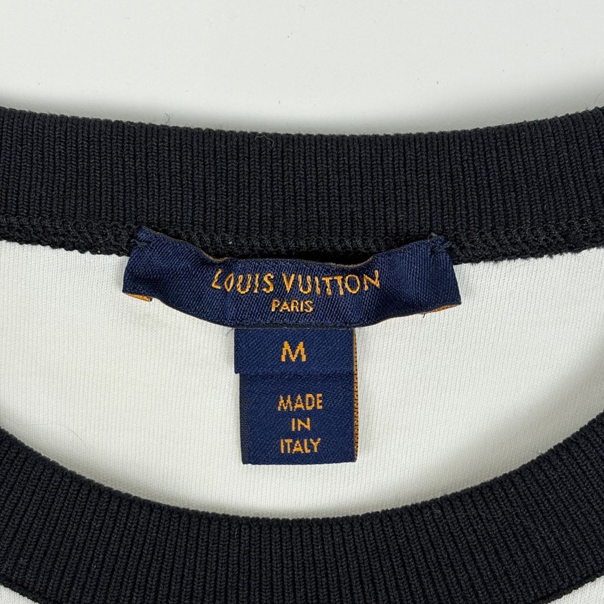 Louis Vuitton Logo Short Sleeve T-Shirt Chain Pattern Top Cotton White — view 6